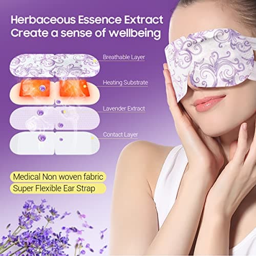 16 Packs Steam Eye Masks for Dry Eyes, Lavender Heated Eye Mask, Relief Tired Eyes & Dark Circle, Warm Compress for Puffiness, Disposable Travel Essentials & Relaxation Set for Women, Christmas - Thumbnail 5