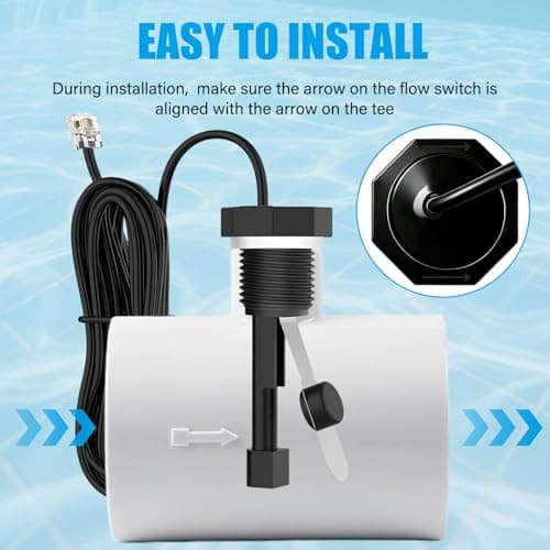 Hexsure Upgraded GLX-FLO-RP Pool Flow Switch Assembly Compatible with Hayward Goldline Aqua Rite Salt Chlorine Generator System, Salt Cell Pool Flow Sensor with 15ft Cable, Metal Probe - Thumbnail 4