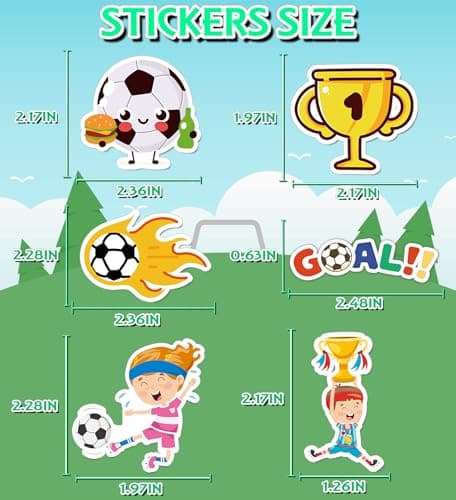 HSHFAMIIY Soccer Stickers - Soccer Party Favors - World Cup Football Stickers, Vinyl Waterproof Sports Stickers Soccer Goodie Bags Stuff Scrapbook Gifts for Boys Girls - Thumbnail 2