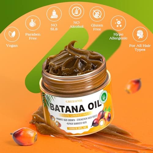 GREEONIL Batana Oil for Hair Growth, 100% Unrefined, Organic and Natural Dr Sebi Raw Batana Oil for Men Women, Prevents Hair Loss, Eliminate Frizzy, Damaged and Split Ends, 5.3 Oz - Thumbnail 5