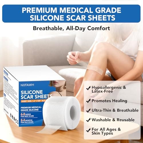Clear Silicone Scar Sheets, Silicone Scar Tape(1.6"x 120" Roll-3M) - Reusable, Soft & Medical Grade Adhesive Tape for Old & New Scars, C-Section, Surgery, Keloid & Acne Scars - Thumbnail 5