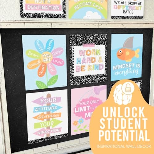 Hadley Designs Motivational Poster for Classroom Decor - 9 Growth Mindset Classroom Posters Elementary, Inspirational Wall Decor Middle School, Teacher Must Haves, Pastel Bulletin Board Decorations - Thumbnail 5