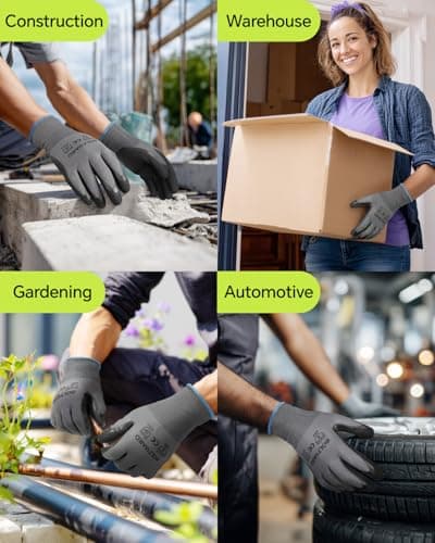 BOLTGARD Work Gloves Men with Double Sandy Nitrile Coated Grip, Black Micro-Foam Nitrile Glove for Mechanics, Outdooor Construction - Thumbnail 3