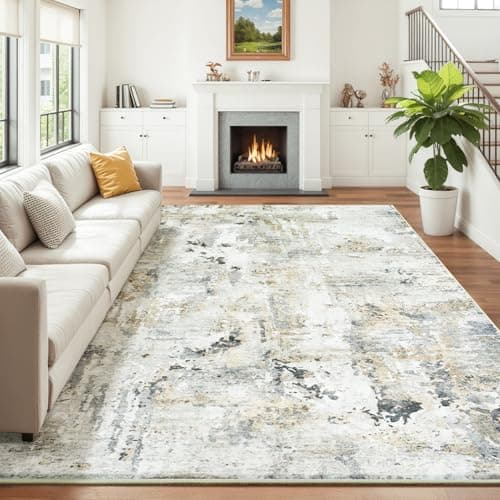 Carpelux 8x10 Area Rugs for Living Room, Abstract Neutral Large Washable Rug, Indoor Soft Non-Slip Floor Carpet for Bedroom Dining Room Home Decor, Brown/Grey - Image 1