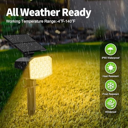 MinPea 8 Pack Solar Spot Lights Outdoor, 2-in-1 Solar Lights Outdoor Waterproof IP65, Solar Powered Landscape Spotlights 3 Modes for Yard Garden Pathway Driveway Tree(Warm White) - Thumbnail 6