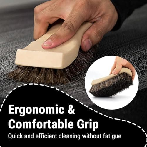 YeewayVeh Long Bristle Horse Hair Brush for Leather, Versatile Leather Cleaning Brush for Car Interior Seat, Carpet, Upholstery, Furniture and Shoes - Thumbnail 5