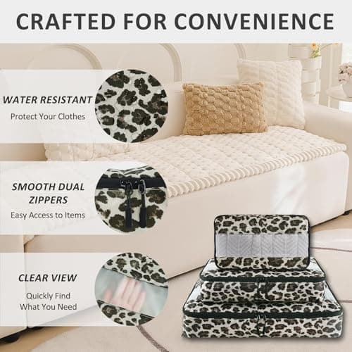 U+U 5 Set Packing Cubes for Travel Essentials Ultralight Luggage Packing Organizers with Laundry Bag and Shoe Bag for Vacation, Business Trip and Camping (Leopard) - Thumbnail 2
