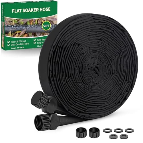 Tuzoc Soaker Hose 50 ft, Garden Hose With Drip Irrigation System, 1/2 Linkable Consistent Drip Irrigation Hoses, Leakproof Design Water Hose, Save 80% of Water for Garden, Farm, Orchard Plantation