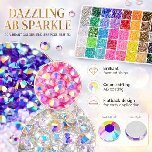 Bluvarionix Bedazzling Kit, 40000Pcs 40 Colors Jelly Rhinestones for Bedazzling, 3mm Resin Flatback Gems, Bedazzler Kit with Rhinestones and 3Pcs B7000 Glue for DIY Crafts, Nails, Tumblers - Thumbnail 3