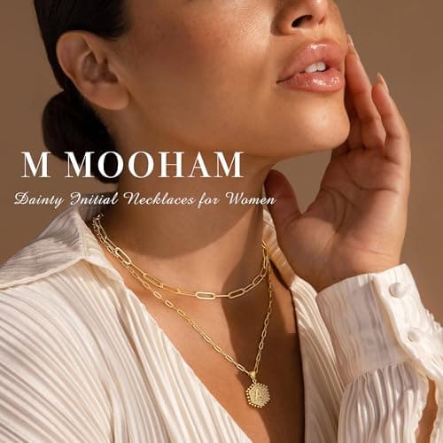 M MOOHAM 14K-Gold-Plated Initial Necklaces for Women Gifts - Initial Necklaces for Women Letter A Necklace Layered Necklace for Womens Jewelry - Thumbnail 3