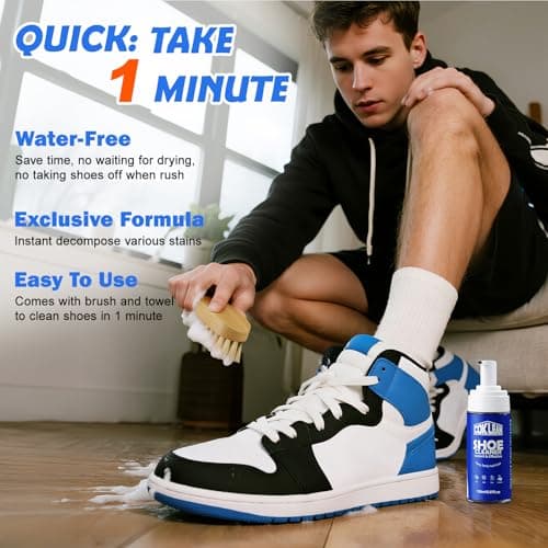 Coklean Foam Shoe Cleaner, White Sneaker Cleaner Kit for Tennis Shoes, Running, Golf, PU, Nubuck,Sole, Shoe Cleaning Kit 1Pack - Thumbnail 3