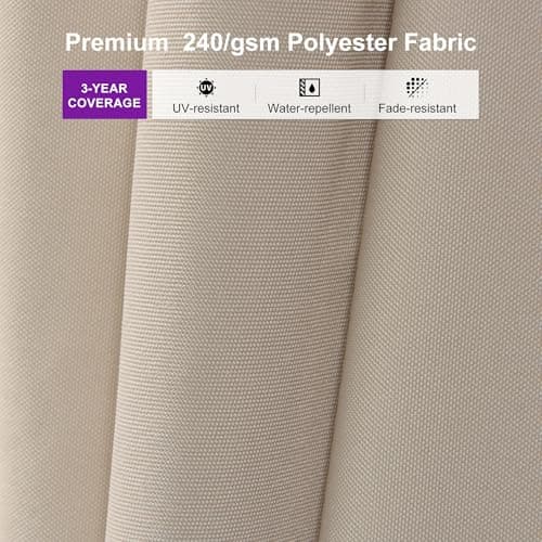 PURPLE LEAF 9' X 11.5' Patio Cantilever Umbrella Outdoor Rectangle Adjustable Offset Umbrellas with 360-degree Rotation and 8 Heavy Duty Metal Ribs for Garden Deck Pool Beige - Thumbnail 4