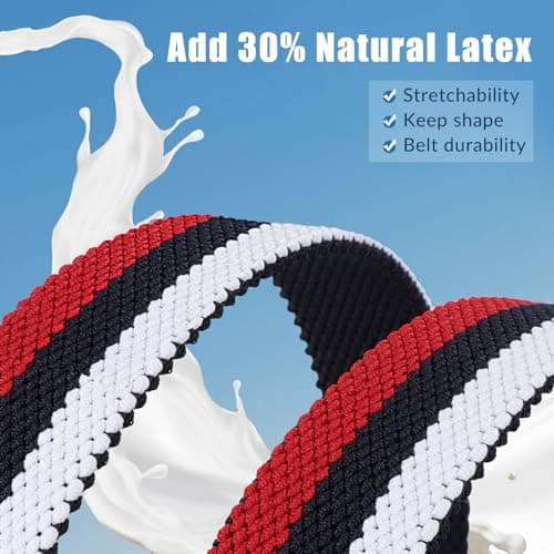 SANSTHS Reversible Braided Belt for Men and Women, Elastic Stretch Woven Golf Belts for Men, Casual Jeans Sports Work 1 3/8" - Thumbnail 3
