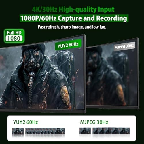 SUDTREEV HDMI Capture Card for Nintendo Switch 2, 1080P 60FPS, Green - Thumbnail 5