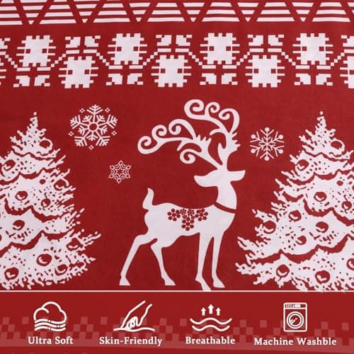 STARBEDIA Christmas Duvet Cover Queen, Soft Brushed Microfiber Comforter Cover Sets, Reindeer Printed Holiday Theme Bedroom Decorative Bedding (Queen Size, Christmas Reindeer) - Thumbnail 3