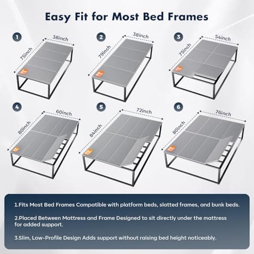 BedBro Bunkie Board Queen 10mm (60" x 80") – Gray Under Mattress Support, Anti-Sag & Noise-Free,Platform & Slatted Beds. Breathable Low Profile Bed Board for Metal Frame - Thumbnail 5