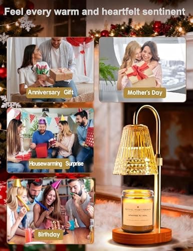 Exovyn Candle Warmer Lamp with Timer & Adjustable Height, Dimmable Light, Elegant Gifts for Women mom, Electric Wax Warmer for Scented Jar Candles, New Home Décor & Housewarming Gifts - Thumbnail 6