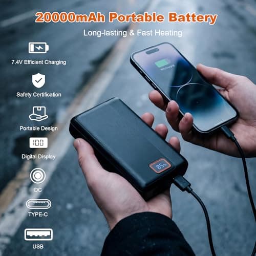 Brimekey Heated Jackets for Men with Fleece Lining, 20000mAh 7.4V Battery Pack Men's Heated Coat, 6 Heating Zones Windproof Waterproof Electric Hoodie Jacket Skiing Hunting - Thumbnail 4