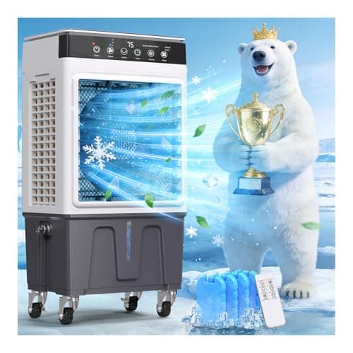 Swamp Cooler Air Conditioner, 4-in-1 Evaporative Air Cooler with 7.5-Gal Water Tank, 4 Modes, 3 Speeds, Dry Burn Protection, Remote, 12H Timer, Portable Windowless AC for Home, Office, Garage - Image 1