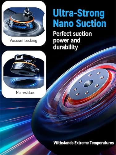 Fclvd Magnetic Car Phone Holder, 360°Adjustable Vacuum Dashboard and Windshield Mount Magsafe Cell Phone Holders for Your Car, Carbon Fiber 108+LBS Nano Gel Suction Cup, iPhone, Samsung (Orange) - Thumbnail 4
