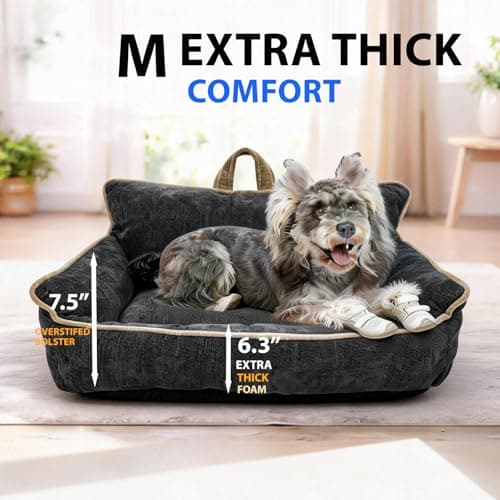RAFASAFA Orthopedic Dog Bed with Memory Foam, Washable Plush Pet Bed for Small, Medium & Large Dogs, Cozy Bolster Crate Dog Bed for Joint Support & Comfort.(Black) - Thumbnail 2