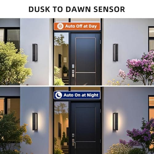 PAKEDANDUN Solar Exterior Lighting Fixtures, 20.5" Waterproof Front Porch Light, 3000K LED Outdoor Sconce Lights, Modern Outdoor Wall Sconces, Extra Large Wall Lantern for House Garage Doorway Patio - Thumbnail 5
