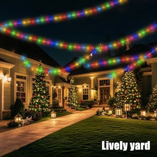 AurNyvaMay (Multicolor Fairy Light Solar Outdoor 33Ft 100 LED Rope Lights for Outside 8 Modes Solar Rope Lights Outdoor Waterproof for Patio Fence Party Garden Yard Home Holiday Tree Decoration. - Thumbnail 3