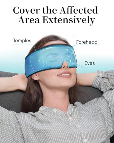 Cooling Eye Mask for Puffy Eyes, Headache and Migraine Relief Gel Eye Mask, for Headache, Puffiness, Eye Strain, Sinusitis & Post-Surgery Care – Large Soft Reusable Cold Eye Compress (Black) - Thumbnail 3