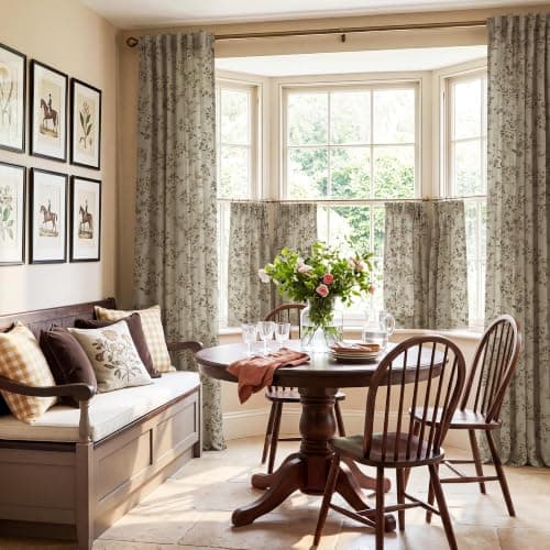 NICETOWN Floral Linen Curtains 96" Long Vintage Drapes 2 Panels, Ivory - Thumbnail 4
