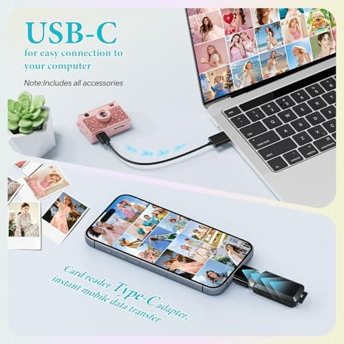 Trunsif Mini Camera - 2K Mini Digital Camera with 16GB Card,Long Battery Life,Travel Vlog & Photo Shooting Anytime,Fashion Accessories,Necklace & Keychain Camera,Gifts for Friends and Women,Rose Gold - Thumbnail 6