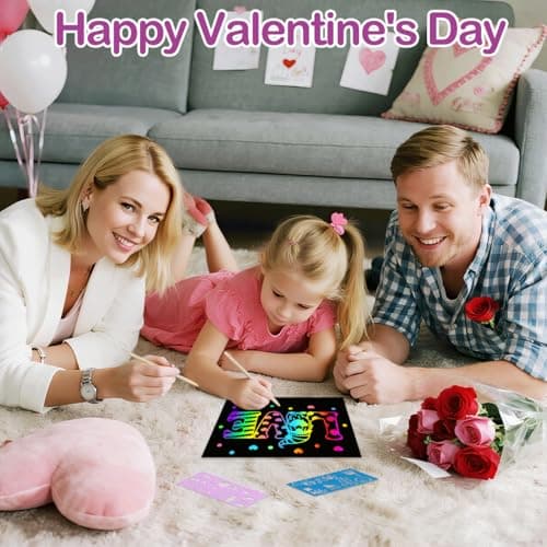 RMJOY Rainbow Scratch Paper Art for Kids: 50PCS Magic Arts Crafts Gifts Toys for Girls Boys Ages 4 5 6 7 8 9 Games Activities for Birthday Family Fathers Day Valentines Day Stuffers Easter(Girls) - Thumbnail 4