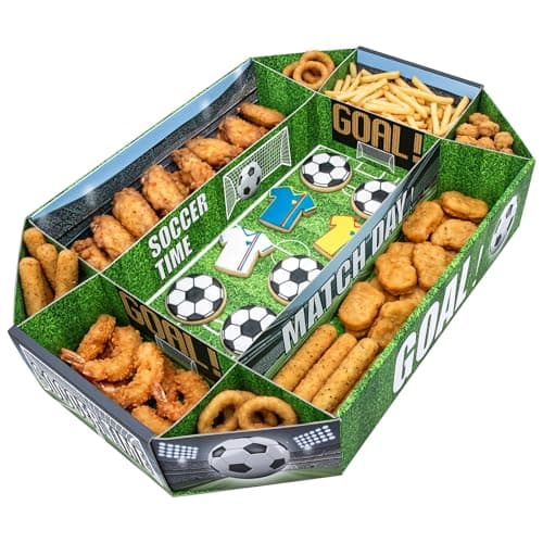 Soccer Food Serving Tray Soccer Party Supplies Decorations Kits 24.6"×15.7" Large Sport Snack Plates Stadium Charcuterie Box World Cup Party Sport Birthday Celebration Table Centerpiece Favor