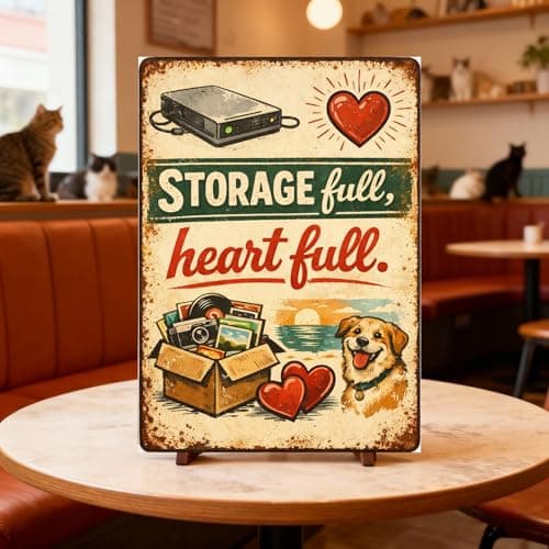 Storage Full, Heart Full Metal Tin Sign, 8x12 Inch Vintage Retro Art, Funny Storage and Heartfelt Quote, Dog and Memory Box Decor, Pre-drilled Holes for Easy Hanging - Thumbnail 4