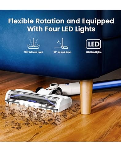 Krwaxsy Vacuum Cleaner,450W Powerful Suction, 50-Min Long Runtime, Anti-Tangle Brush, Smart LED Display, Lightweight Cordless Stick Vacuum Cleaner for Pet Hair, Hard Floors, Carpet & Home - Thumbnail 6