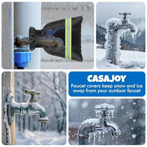 CASAJOY Outdoor Faucet Covers for Winter, 10.2" H x 6.88" W Outdoor Water Faucet Cover Socks for Winter Freeze Protection Waterproof Reusable Hose Bibs Insulated Spigot Cover, 4 Pack - Thumbnail 6