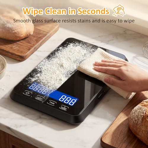 Letron Food Scale, 33 lb / 0.1 oz High Precision Kitchen Scale for Sourdough Bread, Built-in 7 Units, Timing & Tare Function, Rechargeable Digital Kitchen Scale for Food, Baking, Cooking - Thumbnail 6