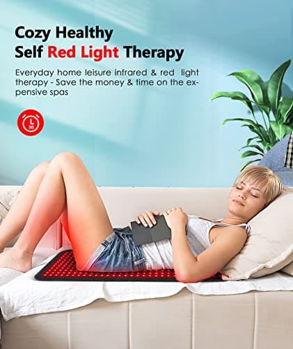 Red Light Therapy Pad for Body, 60W LED Red & Infrared Light Device Mat with 660nm & 850nm Wavelengths for Waist Back Shoulder Muscle Pain Relief FSA Eligible - Thumbnail 6