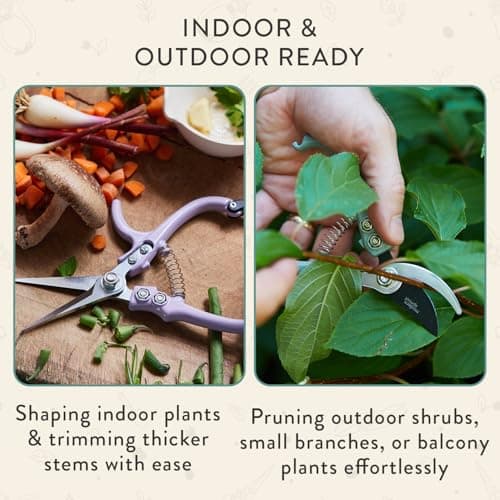 Modern Sprout Hand Pruners & Shears Set with Blister Pack - Lightweight Gardening Tools with Easy Lock - Sharp Carbon Steel Blades -Rust Resistant Scissors for Herbs, Flowers - Ocean - Thumbnail 5