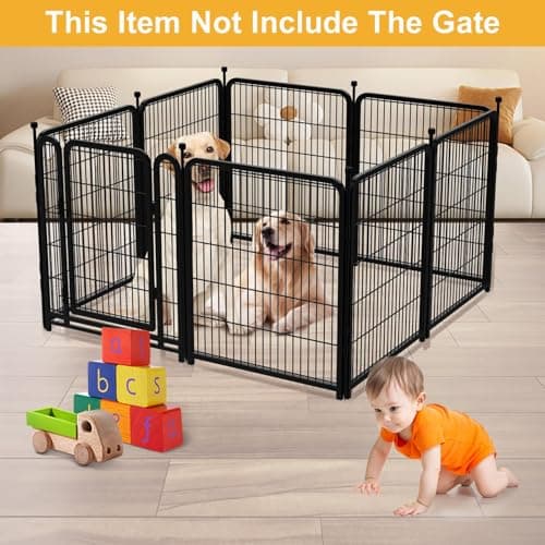Getlay Garden Fence 40 Inch 14 Panels Without Gate, Total 31 Ft(L) Garden Fence for Yard and Dog, Black Dog Pen Wide Door, Metal Dog Pen Heavy Duty Pet Puppy Exercise Pen for Rv Camping - Thumbnail 4