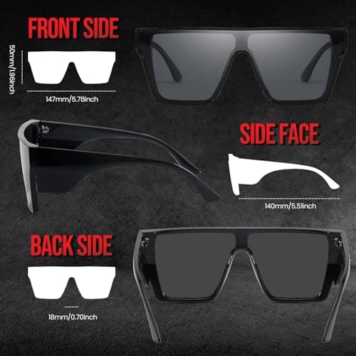 DreamCalf Z87 Polarized Sunglasses for Men Big Square Polarized Z87.1 Sun Glasses with UV Protection - Thumbnail 4