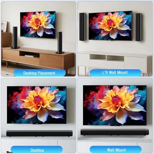 FHNFHN Sound Bar for Smart TV, 100W Sound Bar with 3 Dynamic RGB Lights,Bluetooth 5.3, ARC/Opt/AUX Connect, Dynamic Volume 3 Equalizer Modes,2 in 1 Detachable Soundbar for TV/PC/Gaming/Projectors - Thumbnail 6