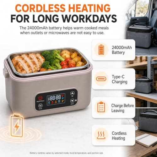 MISS BIG Electric Lunch Box for Adults, Heated Lunch Box for Men, Gray - Thumbnail 3