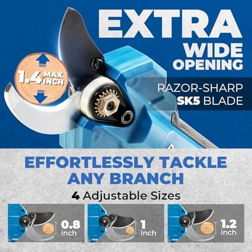 Dong Cheng Arthritis-Friendly Electric Pruning Shears, 1.4 Inch Brushless Cordless Secateurs for Weak Hands & Thick Branches, 2.0Ah Battery, Professional Garden Shears for Orchard, Vineyard & Backyard - Thumbnail 4