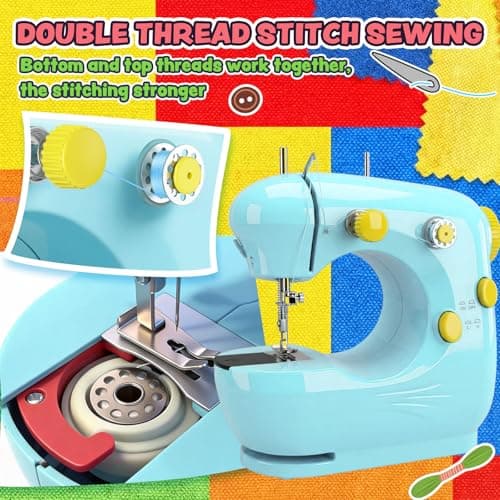 Sewing Machine, Electric Mini Sewing Machine for Beginner, 2 Speed Small Sewing Machine with Extension Table, Foot Pedal&Sewing Kits [Full Set], Portable Sewing Machine Best Gift for Kids & Women - Thumbnail 4