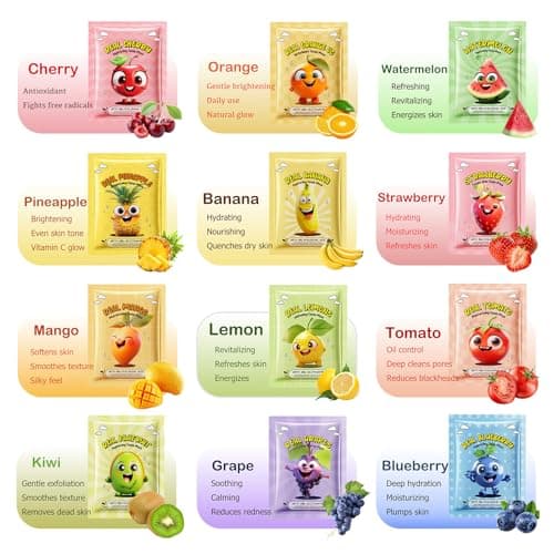 Meleell Collagen Face Masks Skincare Bulk for All Skin Types,Hydrating Sheet Mask for Sensitive Skin, Facial Mask For Women Skin Care, Spa Party Gifts Set for Teen Girls kids（12 Pack ） - Thumbnail 4