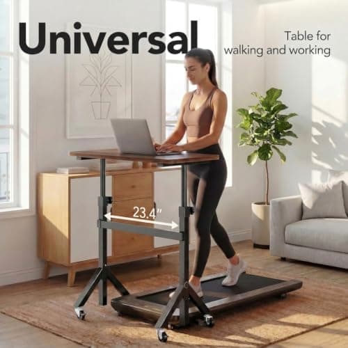 HUANUO 32'' Small Standing Desk Adjustable Heigh, Mobile Stand Up Desk with Wheels, Portable Rolling Desks for Walking Pad and Treadmill, Computer Laptop Desks for Home Office Space - Thumbnail 4