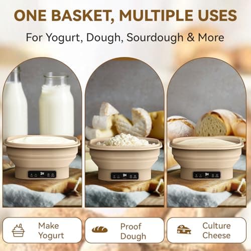 Heating Sourdough Banneton Bread Proofing Basket Kit with Timer & 6 Temp Settings, 2L Foldable Silicone Dough Proofing Box Electric Sourdough Starter Warmer Set for Dough Rising, Baking Supplies - Thumbnail 4