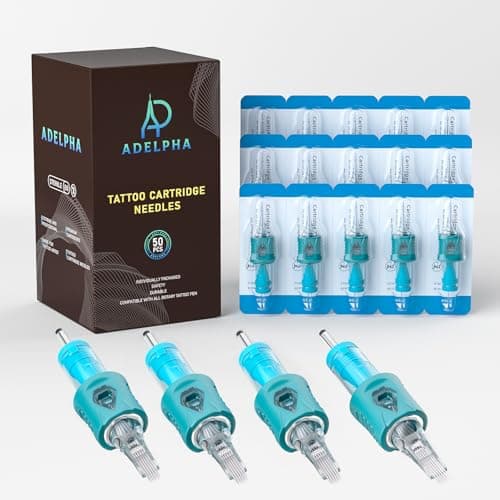 Tattoo Cartridge Needles 50Pcs Assorted Mixed Size #12 Round Magnum 5RM 7RM 9RM 11RM 13RM with Membrane Professional Disposable Tattoo Needles