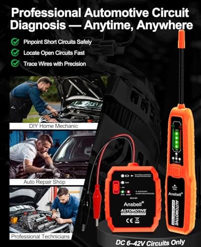 Ansbell Automotive Circuit Tracer & Short Open Finder, DC 6-42V Professional Electrical Wire Tracer with Tone Generator, Diagnostic Tool for Cars, Trucks, DIY Repair - Thumbnail 3