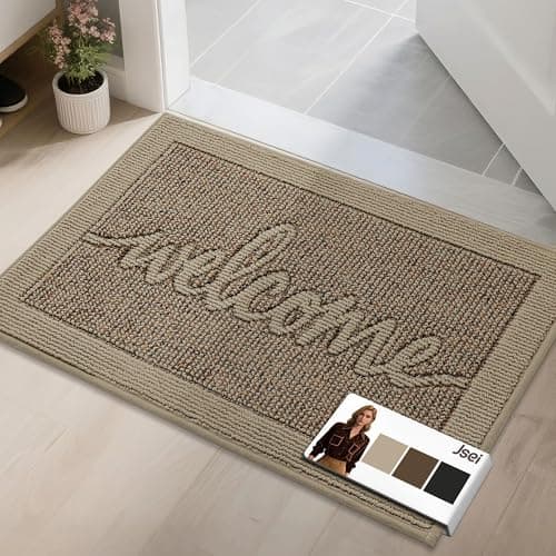 JSEI Door Mat 20"x 32",Absorbent Dirt Welcome Mat,Non-Slip Entryway Rugs Washable Indoor Entrance Mats,Low Profile Floor Mat for Entryway and Front Back Door,Beige - Image 1